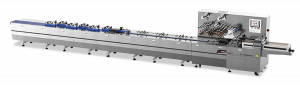 Highspeed flow wrapper with automatic aligning for manufacturing